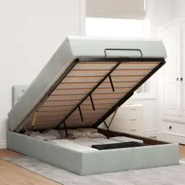 Osmaņu Gultas Rāmis Ar Matrača Gaiši Pelēks 120X200Cm Samts Vidaxl