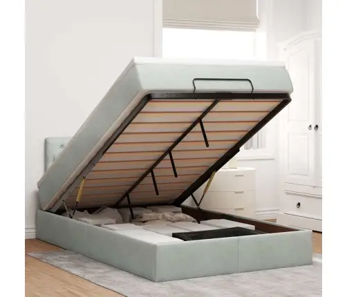 Osmaņu Gultas Rāmis Ar Matrača Gaiši Pelēks 120X200Cm Samts Vidaxl