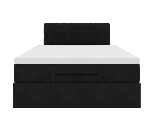 Ottomani Voodiraam Madratsiga, Must, 120X200 cm Samet