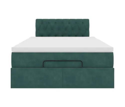 Osmaņu Gultas Rāmis Ar Matrača&Led Tumši Zaļš 120X200Cm Velvet Vidaxl