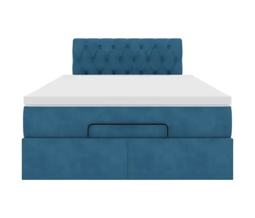 Osmaņu Gultas Rāmis Ar Matrača Tumši Zils 120X200Cm Samts Vidaxl
