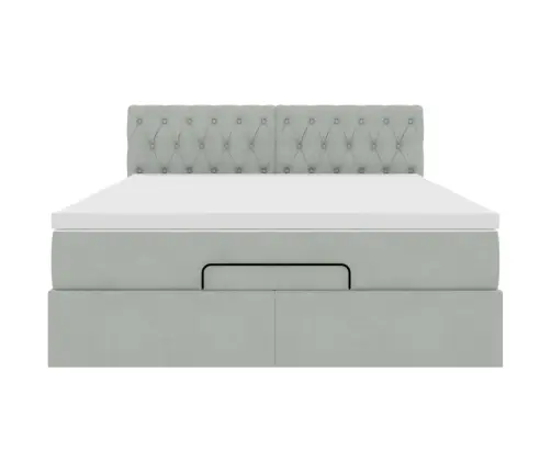 Osmanų Lovos Rėmas Su Čiužiniu, Pilkas, 140X190cm Aksomas