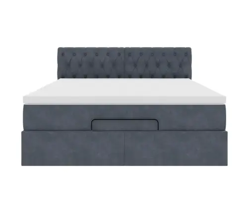 Osmaņu Gulta Ar Matraci & Leds, Tumši Pelēks, 140X190Cm, Samts Vidaxl