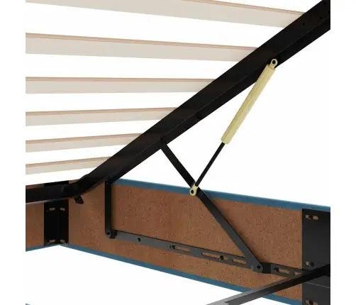 Ottomani Voodi Madratsiga Ja Led, Tumesinine, 140X190cm Samet