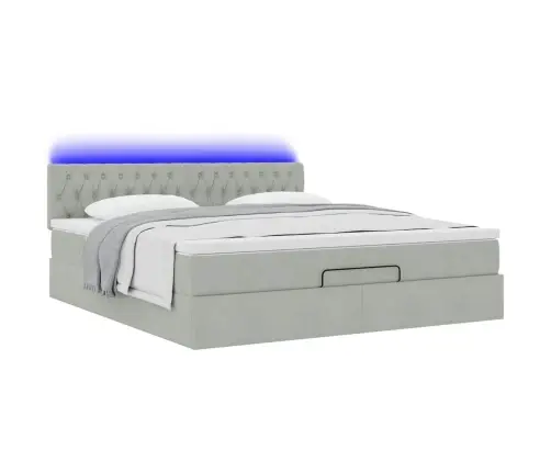 Osmaņu Gultas Rāmis Ar Matraci Un Led 160X200Cm Samts Vidaxl