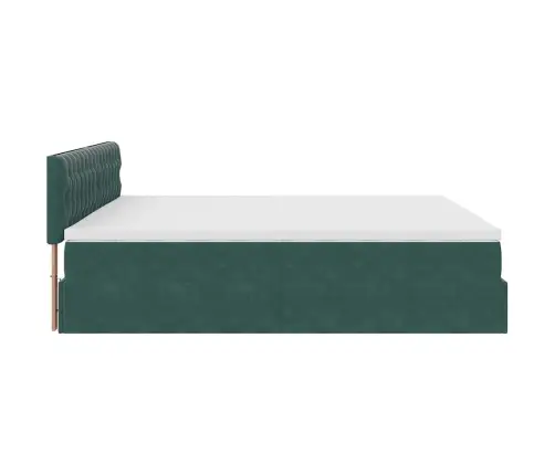 Osmaņu Gultas Rāmis Ar Matraci&Led Tumši Zaļš 160X200Cm Samts Vidaxl