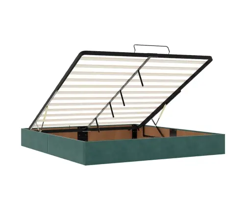 Osmaņu Gultas Rāmis Ar Matraci&Led Tumši Zaļš 160X200Cm Samts Vidaxl