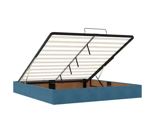Osmaņu Gultas Rāmis Ar Matraci&Led Tumši Zils 160X200Cm Samts Vidaxl