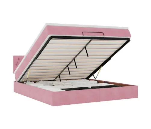 Osmaņu Gulta Ar Matraci & Leds, Rozā, 160X200Cm, Samts Vidaxl