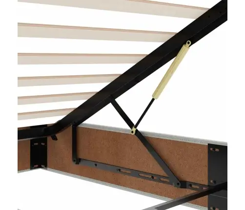 Ottomani Voodi Madratsiga Ja Led, Helehall, 180X200cm Samet