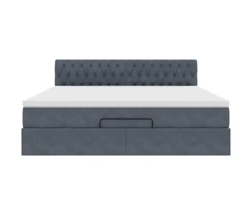 Osmaņu Gultas Rāmis Ar Matrača Tumši Pelēks 180X200 Cm Samts Vidaxl