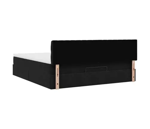 Osmaņu Gultas Rāmis Ar Matrača Melns 180X200Cm Samts Vidaxl