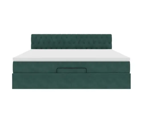 Osmaņu Gultas Rāmis Ar Matrača Tumši Zaļš 180X200Cm Samts Vidaxl