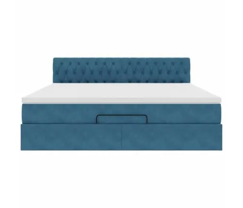 Osmaņu Gultas Rāmis Ar Matrača Tumši Zils 180X200Cm Samts Vidaxl