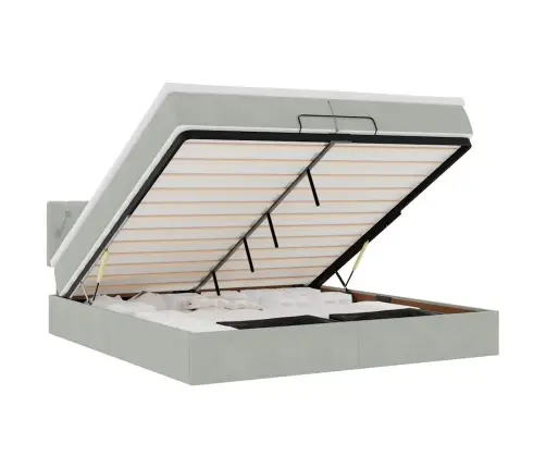 Osmanų Lovos Rėmas Su Čiužiniais, Pilkas, 200X200cm Aksomas