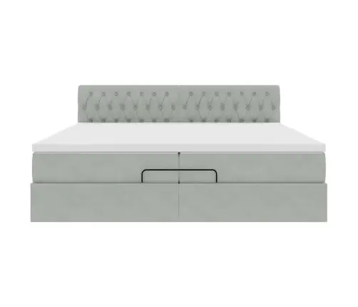 Osmanų Lovos Rėmas Su Čiužiniais, Pilkas, 200X200cm Aksomas