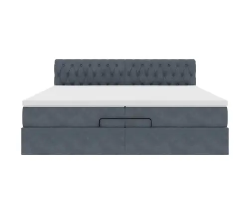 Osmanų Lovos Rėmas Su Čiužiniais, Pilkas, 200X200cm Aksomas