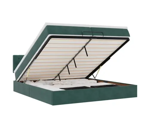 Osmaņu Gultas Rāmis Ar Matračiem Tumši Zaļš 200X200Cm Audums Vidaxl