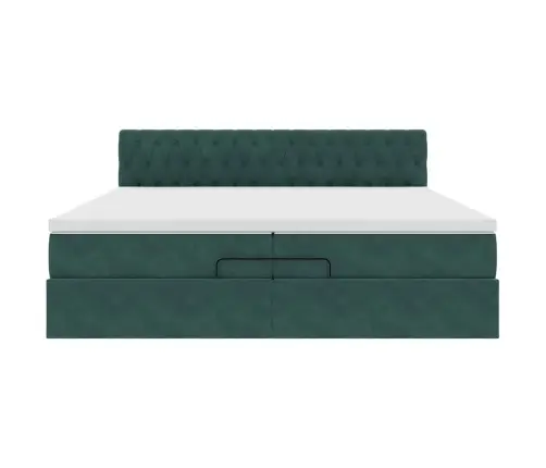 Osmaņu Gultas Rāmis Ar Matračiem Tumši Zaļš 200X200Cm Audums Vidaxl