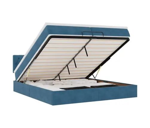 Osmaņu Gultas Rāmis Ar Matračiem Tumši Zils 200X200Cm Audums Vidaxl