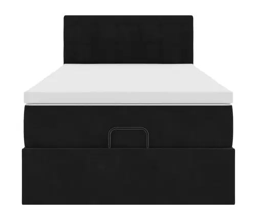 Osmaņu Gulta Ar Matraci & Leds, Melns, 80X200 Cm, Samts Vidaxl