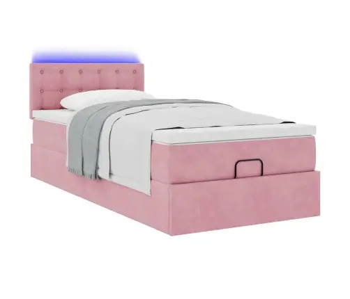 Osmaņu Gulta Ar Matraci & Leds, Rozā, 80X200 Cm, Samts Vidaxl