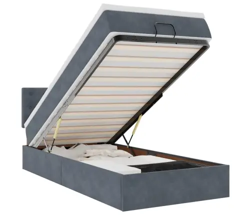 Ottomani Voodiraam Madratsiga, Tumehall, 90X190cm Samet