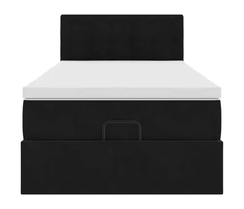 Osmanų Lovos Rėmas Su Čiužiniu, Juodas, 90X190cm Aksomas