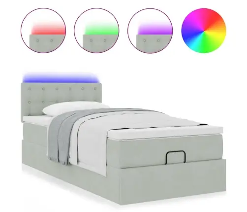 Osmaņu Gultas Rāmis Ar Matrača Gaiši Pelēks 90X200Cm Samts Vidaxl