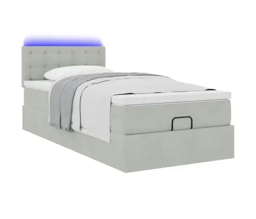 Osmaņu Gultas Rāmis Ar Matrača Gaiši Pelēks 90X200Cm Samts Vidaxl