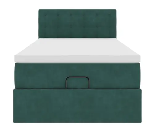 Osmaņu Gulta Ar Matraci & Leds, Tumši Zaļš, 90X200 Cm, Samts Vidaxl