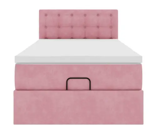 Osmanų Lovos Rėmas Su Čiužiniu, Rožinis, 90X200cm Aksomas