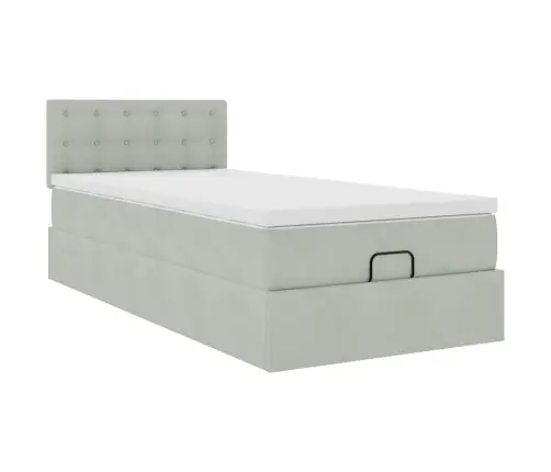 Osmaņu Gultas Rāmis Ar Matrača Gaiši Pelēks 100X200Cm Samts Vidaxl