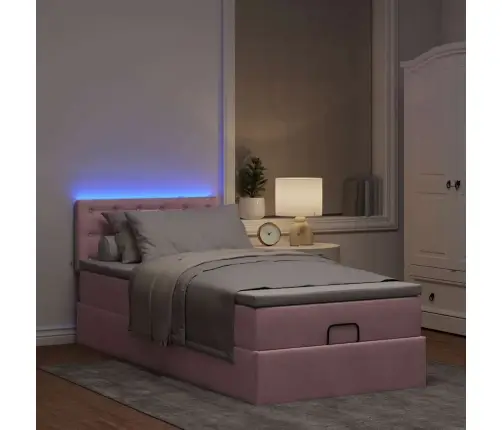 Osmaņu Gultas Rāmis Ar Matrača Rozā 100X200Cm Samts Vidaxl