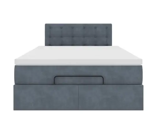 Osmaņu Gulta Ar Matraci&Leds, Tumši Pelēks, 120X190 Cm, Samts Vidaxl