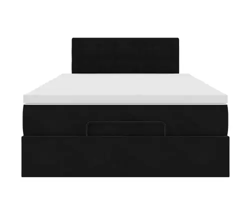 Osmaņu Gulta Ar Matraci&Leds, Melns, 120X190 Cm, Samts Vidaxl