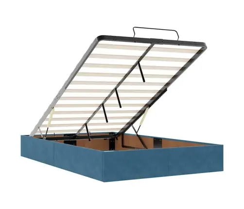 Ottomani Voodi Madratsi Ja Led, Tumesinine, 120X190cm Samet