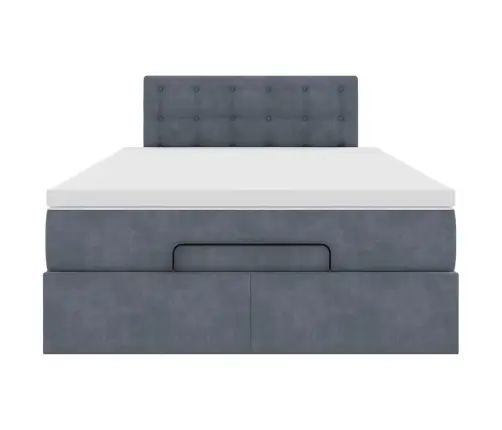 Osmanų Lovos Rėmas Su Čiužiniu, Pilkas, 120X200cm Aksomas