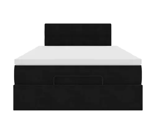 Ottomani Voodiraam Madratsiga, Must, 120X200 cm Samet