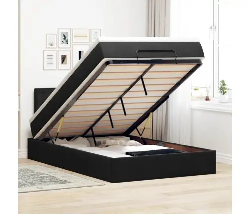 Ottomani Voodiraam Madratsiga, Must, 120X200 cm Samet