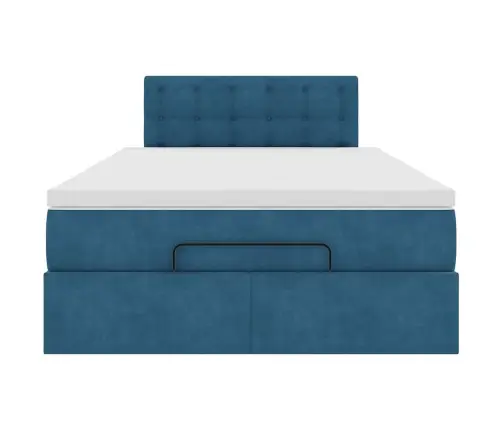 Osmaņu Gultas Rāmis Ar Matrača Tumši Zils 120X200Cm Samts Vidaxl