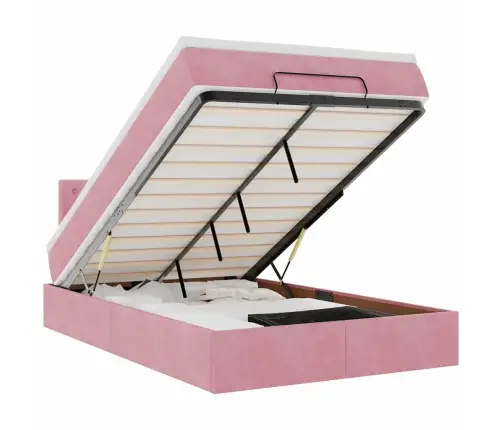 Osmaņu Gultas Rāmis Ar Matrača Rozā 120X200Cm Samts Vidaxl