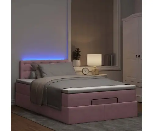 Osmaņu Gultas Rāmis Ar Matrača Rozā 120X200Cm Samts Vidaxl