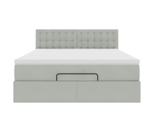 Osmaņu Gulta Ar Matraci & Leds, Gaiši Pelēks, 140X190Cm, Samts Vidaxl