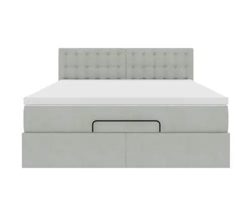 Osmaņu Gulta Ar Matraci & Leds, Gaiši Pelēks, 140X200Cm, Samts Vidaxl