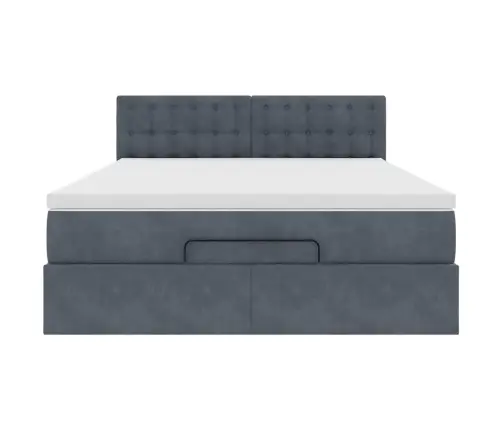 Osmaņu Gulta Ar Matraci & Leds, Tumši Pelēks, 140X200Cm, Samts Vidaxl