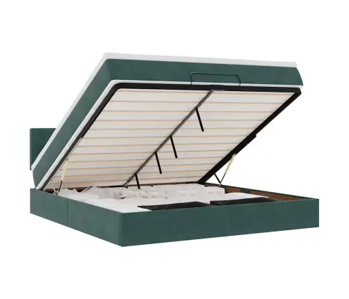 Osmanų Lova Su Čiužiniu Ir Led Tamsiai Žalia 160X200Cm Velvet