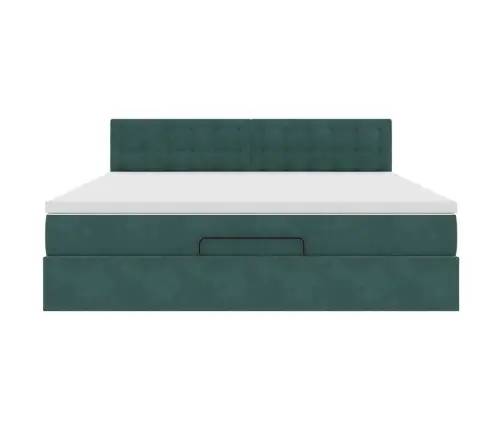 Osmanų Lova Su Čiužiniu Ir Led Tamsiai Žalia 160X200Cm Velvet