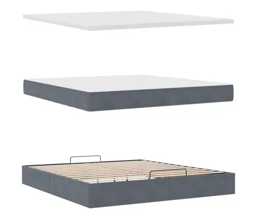 Osmaņu Gultas Rāmis Ar Matrača Tumši Pelēks 180X200 Cm Samts Vidaxl