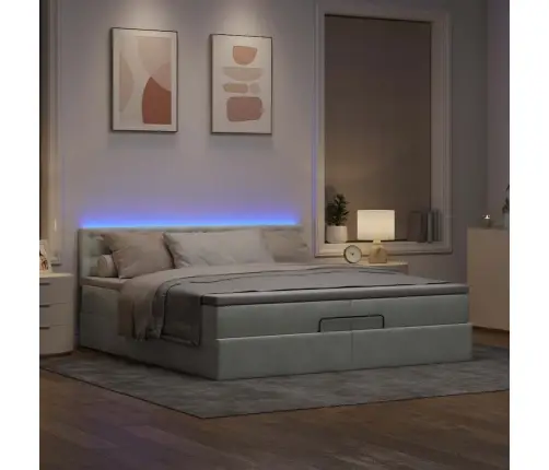 Osmaņu Gultas Rāmis Ar Matračiem Gaiši Pelēks 200X200Cm Audums Vidaxl